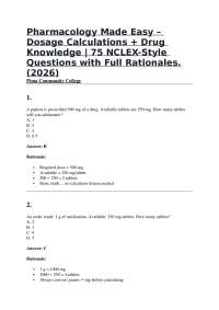 Pharmacology Made Easy – Dosage Calculations + Drug Knowledge