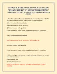ONTARIO OIL BURNER TECHNICIAN 1 (OBT1) CERTIFICATION EXAM AND STUDY GUIDE LATEST 2026 ACCU