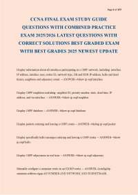 CCNA FINAL EXAM STUDY GUIDE QUESTIONS WITH COMBINED PRACTICE EXAM 2025/2026 LATEST