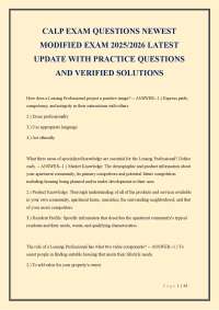 CALP EXAM QUESTIONS NEWEST MODIFIED EXAM 2025/2026 LATEST UPDATE WITH PRACTICE QUESTIONS