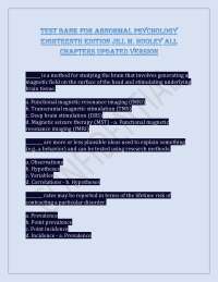 Test Bank For Abnormal Psychology Eighteenth Edition Jill M. Hooley All chapters Updated V