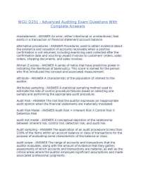 WGU D251 - Advanced Auditing Exam Questions With Complete Answers.