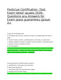 Pesticide Certification 2026 Test Exam Q&A – Updated Questions & Pass Guide