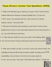 Texas Drivers License Test Questions (2026)