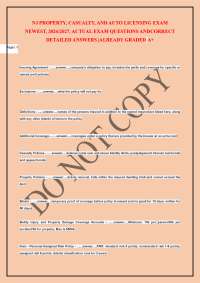 NJ PROPERTY, CASUALTY, AND AUTO LICENSING EXAM NEWEST, 2026/2027, ACTUAL EXAM QUESTIONS A