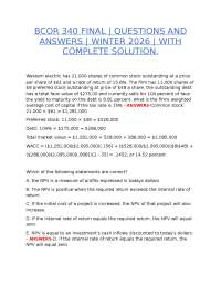 BCOR 340 FINAL QUESTIONS AND ANSWERS WINTER 2026 WITH COMPLETE SOLUTION