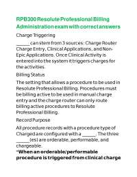 RPB300 Resolute Professional Billing Administration exam with correct answers
