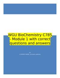 WGU BioChemistry C785 - Module 1 with correct questions and answers