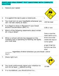MARYLAND MVA PERMIT TEST QUESTIONS WITH COMPLETE SOLUTION