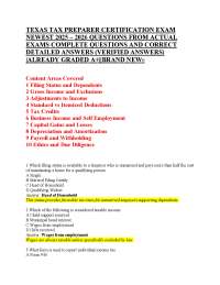 TEXAS TAX PREPARER CERTIFICATION EXAM NEWEST 2025 – 2026 QUESTIONS FROM ACTUAL EXAMS COMP