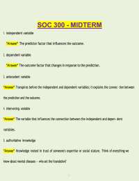 SOC 300 Midterm Review | Classical Sociological Theory | Questions And Answers