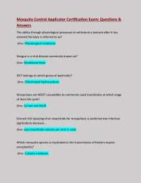 Mosquito Control Applicator Certification Exam:Questions & Answers