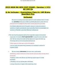 NGN RN HESI Exit Exam – Version 1 (V1) | 160 Q&A Included | Guaranteed Pass A+