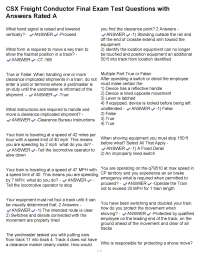 CSX Freight Conductor Final Exam Test Questions with Answers Rated A