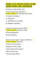 USMC OCS KNOWLEDGE EXAM QUESTIONS AND ANSWERS