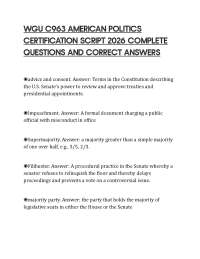 WGU C963 AMERICAN POLITICS CERTIFICATION SCRIPT 2026 COMPLETE QUESTIONS AND CORRECT ANSWER