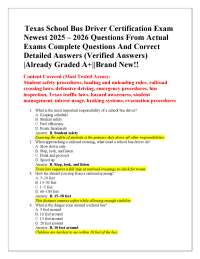 Texas School Bus Driver Certification Exam Newest 2025 – 2026 Questions From Actual Exam
