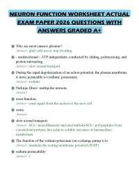 NEURON FUNCTION WORKSHEET ACTUAL EXAM PAPER 2026 QUESTIONS WITH ANSWERS GRADED A+