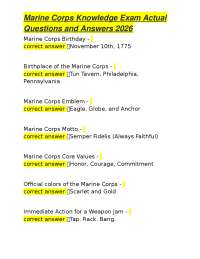 Marine Corps Knowledge Exam Actual Questions and Answers 2026