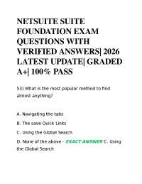 NETSUITE SUITE FOUNDATION EXAM QUESTIONS WITH VERIFIED ANSWERS| 2026 LATEST UPDATE| GRADED