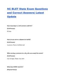 NC BLET State Exam Questions and Correct Answers| Latest Update