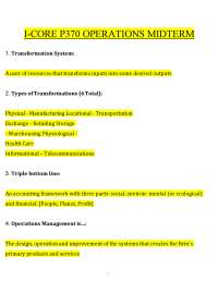 I-Core P370 Operations Midterm (2026/2027) | Operations Management | Indiana University (P