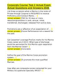 Corporals Course Test 2 Actual Exam Actual Questions and Answers 2026