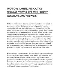 WGU C963 AMERICAN POLITICS TRAINING STUDY SHEET 2026 UPDATED QUESTIONS AND ANSWERS