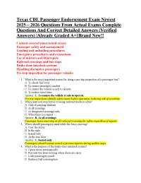 Texas CDL Passenger Endorsement Exam Newest 2025 – 2026 Questions From Actual Exams Compl