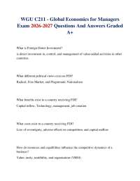 WGU C211 - Global Economics for Managers Exam 2026-2027 Questions And Answers Graded A+