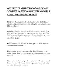 WEB DEVELOPMENT FOUNDATIONS EXAMS COMPLETE QUESTION BANK WITH ANSWERS 2026 COMPREHENSIVE R