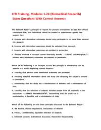 CITI Training, Modules 1-24 (Biomedical Research) Exam Questions With Correct Answers