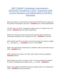 EMT FISDAP CARDIOLOGY EXAMINATION 2026/2027 – QUESTIONS AND ANSWERS WITH VERIFIED RATIONAL