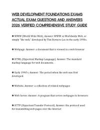 WEB DEVELOPMENT FOUNDATIONS EXAMS ACTUAL EXAM QUESTIONS AND ANSWERS 2026 VERIFIED COMPREHE