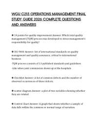 WGU C215 OPERATIONS MANAGEMENT FINAL STUDY GUIDE 2026 COMPLETE QUESTIONS AND ANSWERS