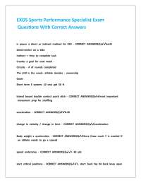 EXOS Sports Performance Specialist Exam Questions With Correct Answers