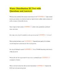 Water Distribution D2 Test with Questions and Answers