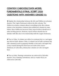 CDW110V CABOODLE DATA MODEL FUNDAMENTALS II FINAL SCRIPT 2026 QUESTIONS WITH ANSWERS GRADE