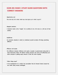 ECON 201 EXAM 1 STUDY GUIDE QUESTIONS WITH CORRECT ANSWERS.