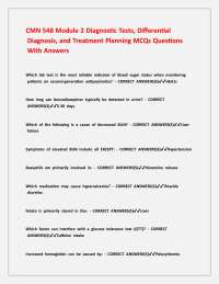 CMN 548 Module 2 Diagnostic Tests, Differential Diagnosis, and Treatment Planning MCQs Que