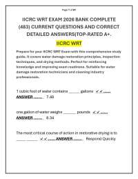 IICRC WRT EXAM 2026 QUESTION AND ANSWER