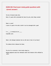 ECON 201 Final exam study guide questions with correct answers