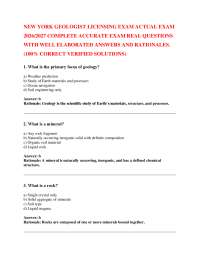 NEW YORK GEOLOGIST LICENSING EXAM ACTUAL EXAM 2026/2027 COMPLETE ACCURATE EXAM REAL QUEST
