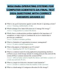 WGU D686 OPERATING SYSTEMS FOR COMPUTER SCIENTISTS OA FINAL TEST 2026 QUESTIONS WITH CORRE