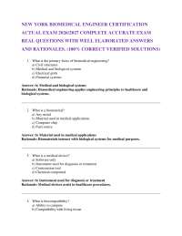 NEW YORK BIOMEDICAL ENGINEER CERTIFICATION ACTUAL EXAM 2026/2027 COMPLETE ACCURATE EXAM