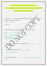 NJ CASUALTY TEST EXAM NEWEST, ACTUAL LATEST UPDATED EXAM QUESTIONS AND CORRECT DETAILED