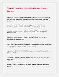 Economics 201 Final Exam Questions With Correct Answers