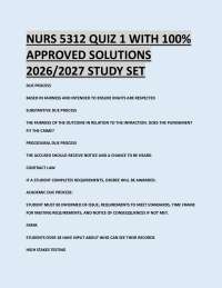 NURS 5312 QUIZ 1 WITH 100% APPROVED SOLUTIONS 2026/2027 STUDY SET