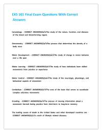 EXS 101 Final Exam Questions With Correct Answers