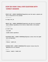 ECON 201 EXAM 2 BALL STATE QUESTIONS WITH CORRECT ANSWERS.
